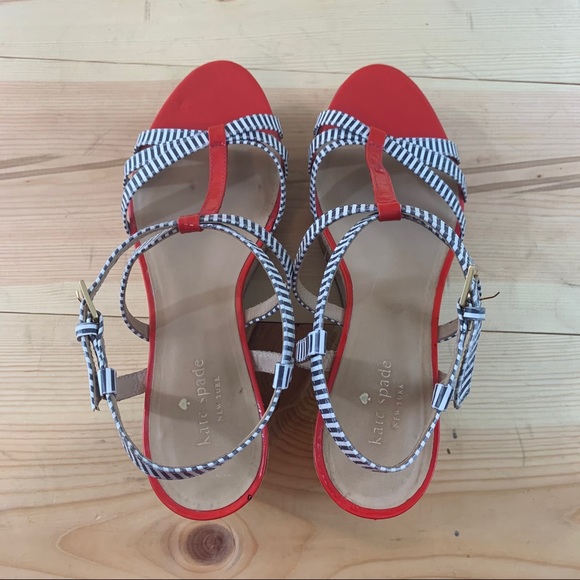 Kate spade stripped cork platform sandals 10.5 - Picture 9 of 16